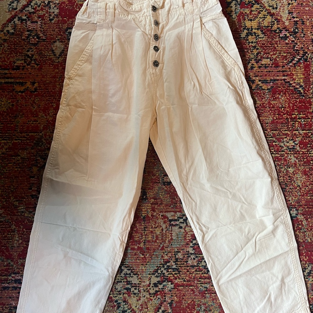 Free People Cream Ankle Pants